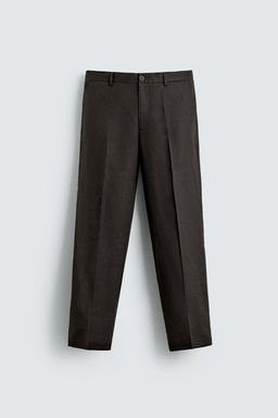PANTAL?N REGULAR FIT 100% LINO / Marr?n - Zara фото 6