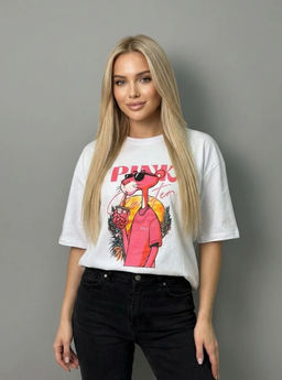 K13422 Футболка OVER SIZE (хлопок) БЕЛЫЙ