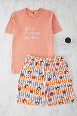 TRENDYOL MAN Gri Regular Fit Bask?l? Orme Sortlu Pijama Tak?m? TMNSS23PT00000 - Trendyolmilla фото 2
