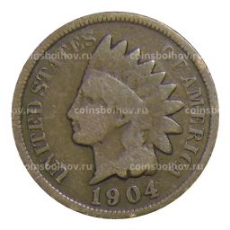 Монета 1 цент 1904 года США
