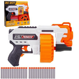 Бластер "BeBoy" с мягкими пулями, 34-х зарядный барабан (IT109775) в комплекте 24 патрона, в коробке 33*7,5*31см