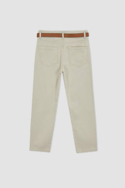 Габардиновые брюки-двойка для мальчиков с поясом - Defacto фото 10