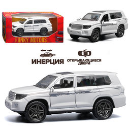 Белая с серебрянной полоской инерционная машинка die-cast , 1:32