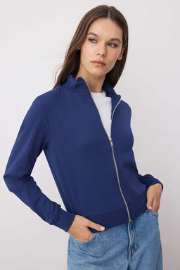 Lacivert Fermuarl? Slim/Vucuda Oturan Orme Sweatshirt TWOSS25SW00006 - Trendyolmilla фото 10