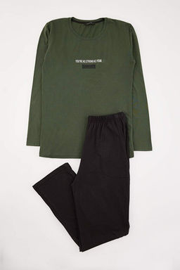 Koyu Ye_il Regular Bask_l_ Homewear Pijama Tak_m_ TMNAW27PT00001