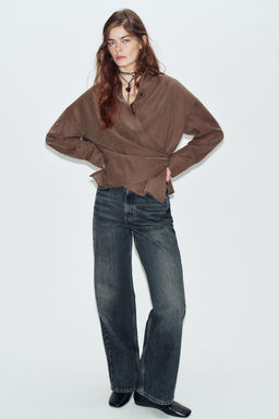 STRIPED SURPLICE SHIRT - Zara фото 9