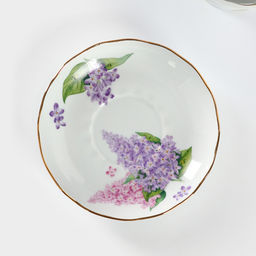 Чайная пара Добрушский завод «Сирень», 2 предмета: чашка 300 мл, блюдце d=15 см, фарфор, белая