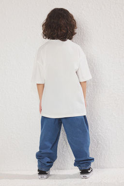 Lacivert Erkek Cocuk Slogan Bask?l? Regular/Normal Kal?p K?sa Kol Orme T-Shirt TKDSS25TS00031 - Trendyolmilla фото 3