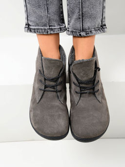 Босоногие ботинки 208.NATAbl.Серый замок замша/шерсть