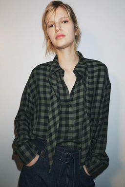 GINGHAM SHIRT WITH SCARF ZW COLLECTION - Zara фото 9