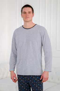 Пижама мужская из футболки с длинным рукавом и брюк из кулирки Генри антрацит макси - Амадэль фото 5