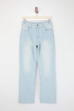 Trendyolmilla Wardrope Essentials Mavi Yuksek Bel 100% Pamuk Straight Duz Kesim Jeans TWOSS26JE00098