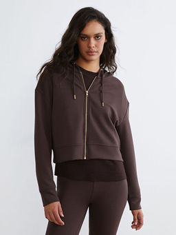 Kap??onlu Kad?n Fermuarl? Sweatshirt