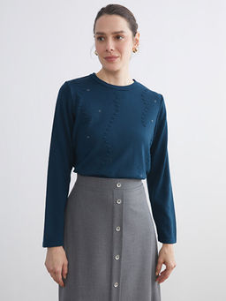 Bisiklet Yaka Desenli Kad?n Triko Kazak