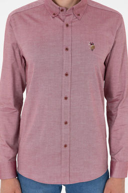 Мужская бордово-красная базовая рубашка с длинным рукавом Неожиданная скидка в корзине - U.s. polo assn фото 6