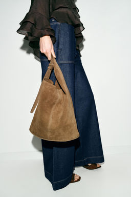 ASYMMETRIC LEATHER BUCKET BAG - Zara фото 11