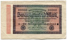 Банкнота 20000 марок 1923 года Германия