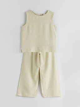 Keten Kar???ml? K?z ?ocuk Bluz ve Pantolon