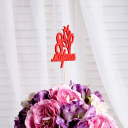 Цена за 5 шт. Топпер 8 марта букет тюльпанов, красный,12.5х10.4см Дарим Красиво  фото 2