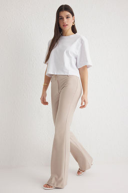 TRENDYOLMILLA Siyah Ispanyol Paca Normal Bel Dokuma Pantolon TWOSS25PL00065 фото 3