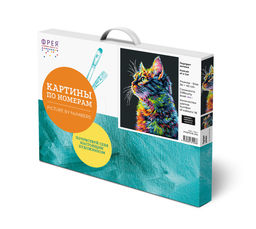 ФРЕЯ PNB/PMB-294 Набор для раскрашивания по номерам ( эффект черного холста ) 40 х 30 см Портрет котика