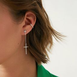Серебряные серьги-кресты с фианитами