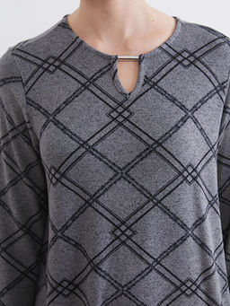 Bisiklet Yaka Desenli Bluz