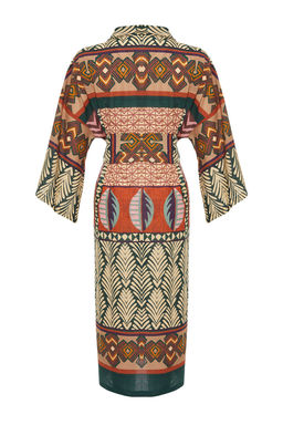 Etnik Desenli Maxi Dokuma Flaml? Pamuk Plaj Kimono&Kaftan TBESS24KM00022 - Trendyolmilla фото 8