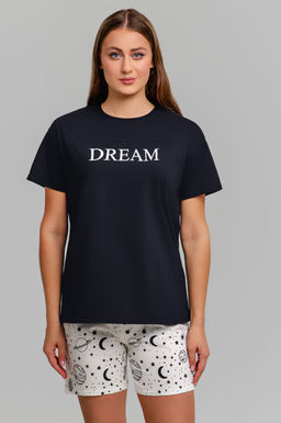 Арт. 9147 Пижама с шортами 42-50 (5 шт) Цвет:верх-черный,низ-молочный - Калинка фото 5