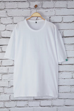 Beyaz B_y_k Beden Oversize/Geni_ Kesim %100 Pamuklu Etiketli T-Shirt TMNSS25BF00036 - Trendyolmilla фото 2