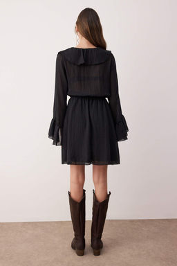 Siyah F?rf?r Detayl? Boho K?sa / Mini Dokuma Elbise TWOAW26EL00172 - Trendyolmilla фото 4