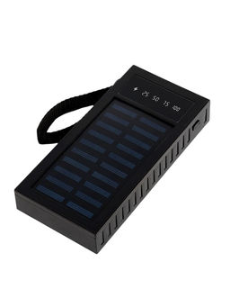 Внешний портативный аккумулятор 10000 мАч, 10 W, 2USB, Type-C, фонарик, солнечная панель, чёрный - Simaland фото 9