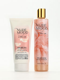 Подарочный набор NUDE MOOD, гель для душа 250 мл и крем для тела 200 мл, аромат вишни, сакуры и асаи, URAL LAB  фото 3
