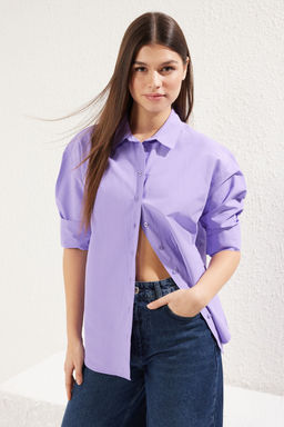 Mor Loose Fit Pamuklu Dokuma Gomlek TWOAW20GO0107