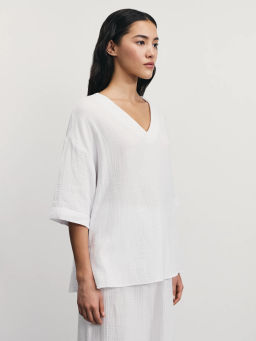 Рубашка из муслина с V-образным вырезом / Zarina  фото 5