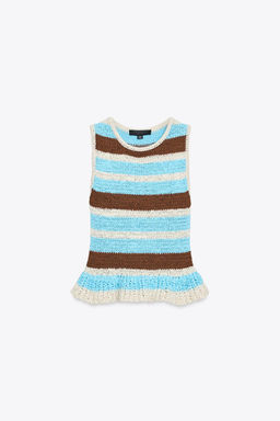 STRIPED KNIT TOP WITH RUFFLE - Zara фото 5