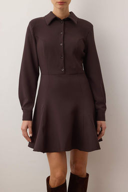 Koyu Kahverengi Mini Dokuma Elbise TWOAW26EL00305