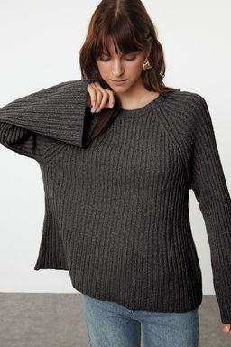 More Sustainable Kahverengi Genis Kal?p Peplum Detayl? Pamuklu Triko Kazak TWOAW25KZ00305 - Trendyolmilla фото 13