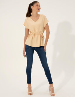 Bej Comfort Fit K_sa Kollu Bluz - Pierre cardin фото 4