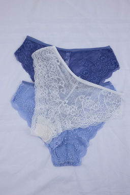 Trendyolmilla Siyah-Cok Renkli 3lu Paket Dantelli Ajurlu/Delikli Hipster Orme Kulot THMAW25KU00007 фото 15