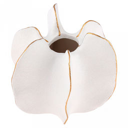 Ваза керамическая "Карамбола" 320мл, 13,2х13см h12,5см, д/горла - 3,3см, фактурный глянец, цвет - белый с золотом, в коробке (Китай)