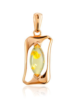 Яркая позолоченная подвеска с лимонным янтарём Амплитуда