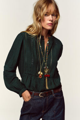 ROMANTIC LACE TRIM SHIRT - Zara фото 2