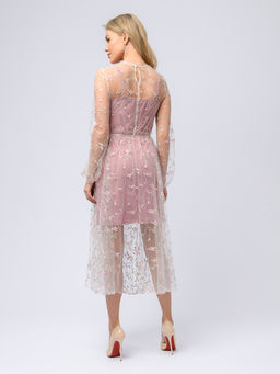 УЦЕНКА. Платье розового цвета длины миди с отделкой из фатина - 1001dress фото 3