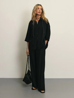 Широкие льняные брюки с эластичным поясом / Zarina