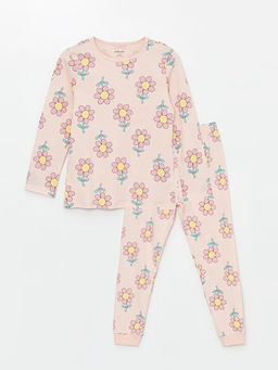Bisiklet Yaka Uzun Kollu ?i?ekli K?z Bebek Pijama Tak?m?
