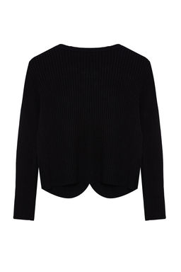 TRENDYOLMILLA Siyah Bisiklet Yaka Ceket Gorunumlu Triko H?rka TWOAW25HI00172  фото 7