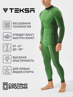 TEKSA Комплект мужской термокальсоны TLP 004 + термофуфайка TLS 004 black-grey
