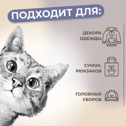 Цена за 5 шт. Термонаклейка «Любопытный кот», 14×22.3 см