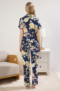 Trendyolmilla Sar? %100 Pamuklu Cicek Desenli Gomlek-Pantolon Orme Pijama Tak?m? THMSS20PT0063 фото 5